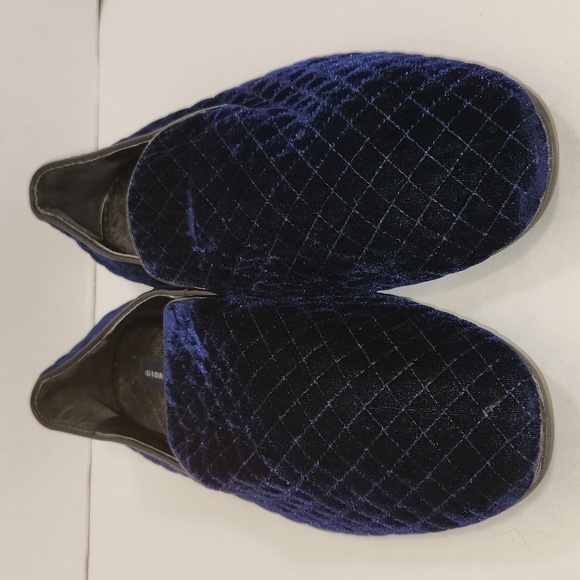Giorgio Brutini “Chatwal” Navy Blue Diamond Stitched Velvet Slip On Loafer Shoes - Picture 2 of 12